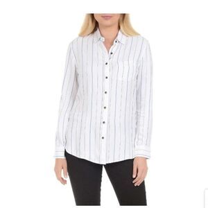 JACHS Girlfriend Womens Button Up Shirt Striped Soft Rayon Size Medium